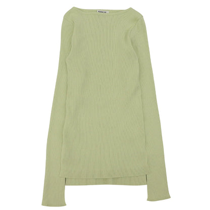 AURALEE オーラリー 美品 ボートネック リブ カットソー トップス レディース グリーン 0 A22SB01RH トップス 0