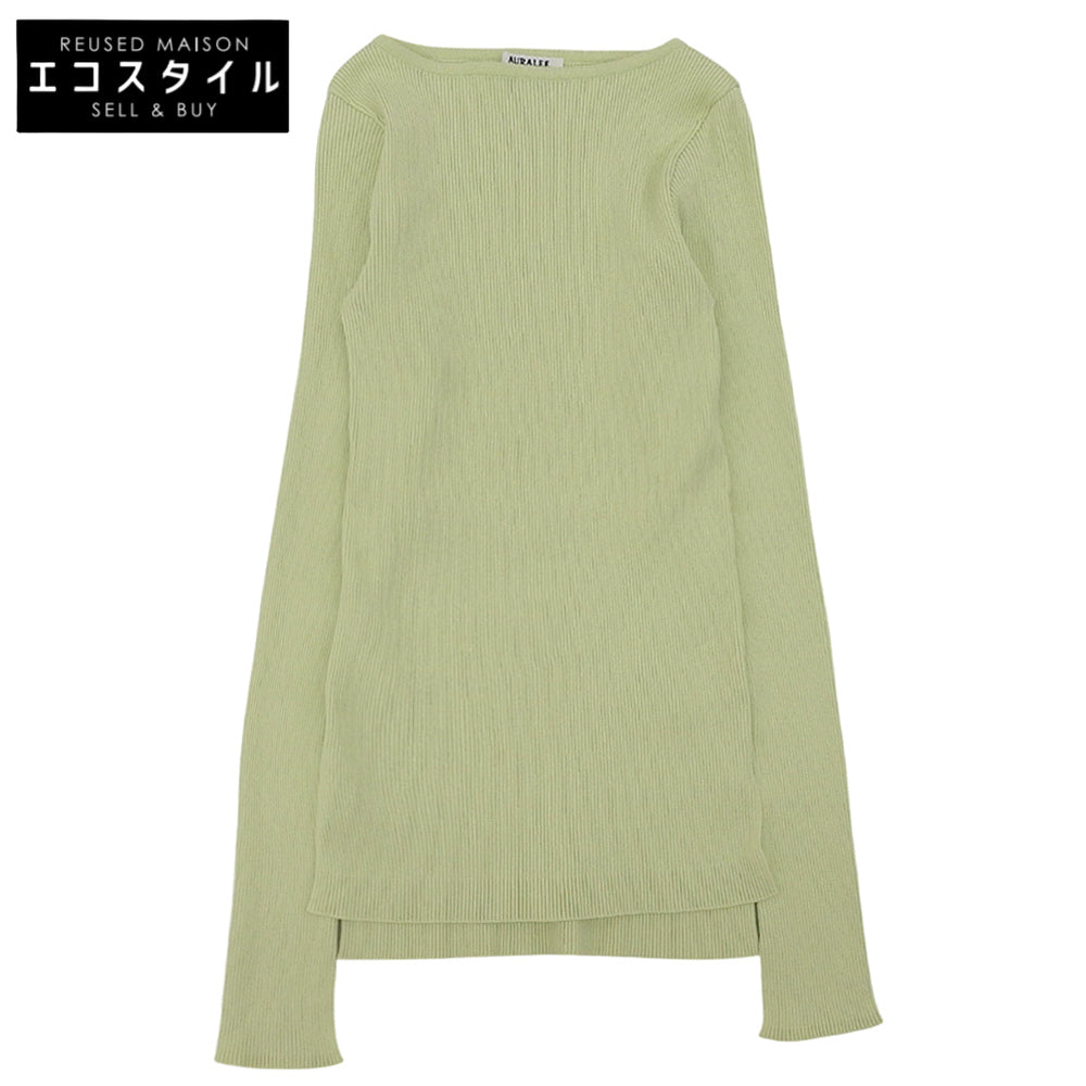 AURALEE オーラリー 美品 ボートネック リブ カットソー トップス レディース グリーン 0 A22SB01RH トップス 0