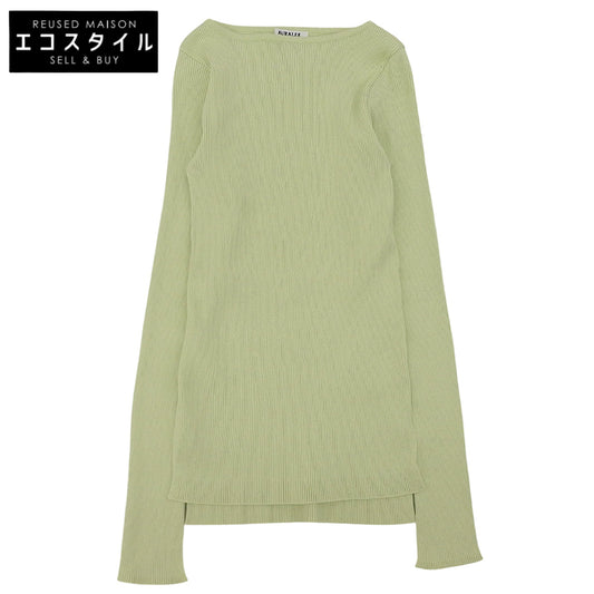 AURALEE オーラリー 美品 ボートネック リブ カットソー トップス レディース グリーン 0 A22SB01RH トップス 0
