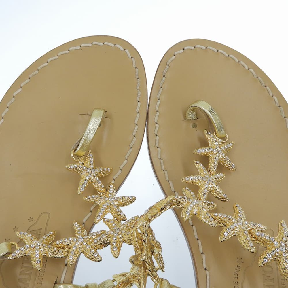 Amedeo Canfora Capri アメディオカンフォラカプリ スターフィッシュ トング バックスリング サンダル バックストラップ レディース ゴールド 6 パンプス 6(US)