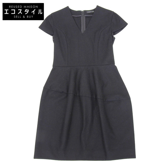 YOKOCHAN ヨーコチャン Vネックバルーンドレス ワンピース レディース ウール100% ブラック 36 YCD-417-350 ワンピース 36