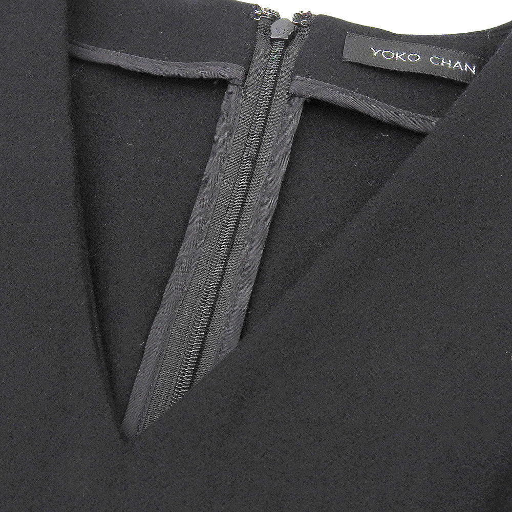 YOKOCHAN ヨーコチャン Vネックバルーンドレス ワンピース レディース ウール100% ブラック 36 YCD-417-350 ワンピース 36