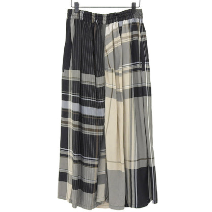 Y's ワイズ 美品 RAYON WRINKLED PLAID しわ加工 スカート レディース ベージュ ブラック 1 YR-S22-226 スカート 1