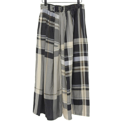 Y's ワイズ 美品 RAYON WRINKLED PLAID しわ加工 スカート レディース ベージュ ブラック 1 YR-S22-226 スカート 1