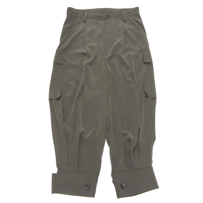 Y's ワイズ 美品 CREPE de CHINE CUFFED HEM カーゴパンツ ボトムス レディース カーキ 1 YB-P10-500 ボトムス 1