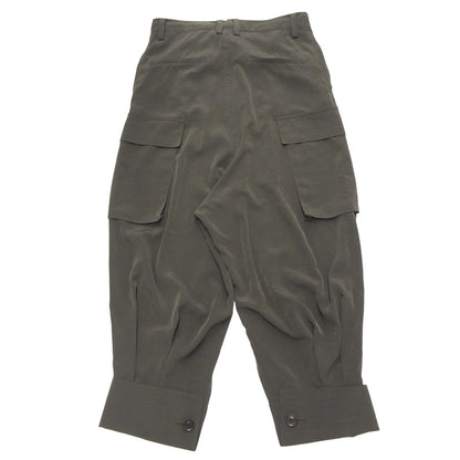 Y's ワイズ 美品 CREPE de CHINE CUFFED HEM カーゴパンツ ボトムス レディース カーキ 1 YB-P10-500 ボトムス 1