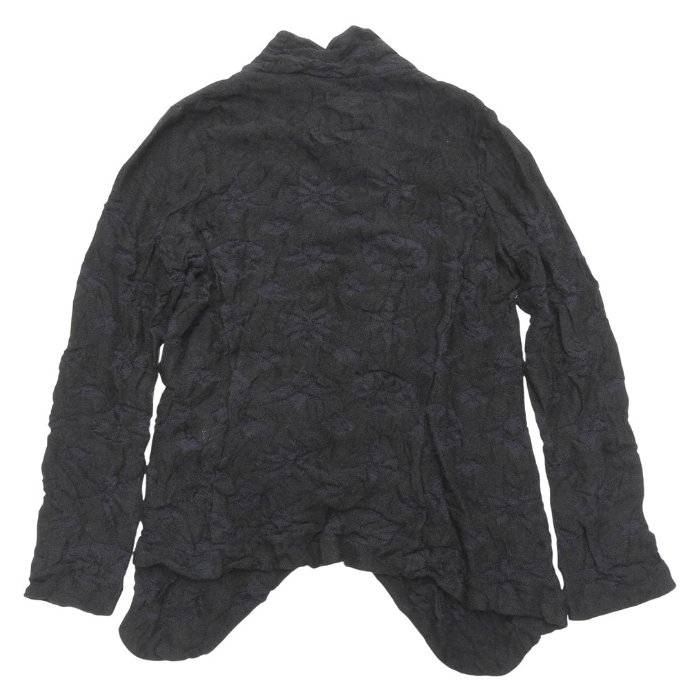 Y's ワイズ 美品 BIG FLOWER WRINKLED ニット ジャケット レディース ブラック ネイビー 2 YO-K55-580 ジャケット 2