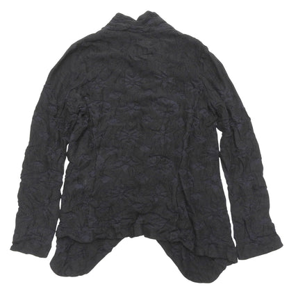 Y's ワイズ 美品 BIG FLOWER WRINKLED ニット ジャケット レディース ブラック ネイビー 2 YO-K55-580 ジャケット 2