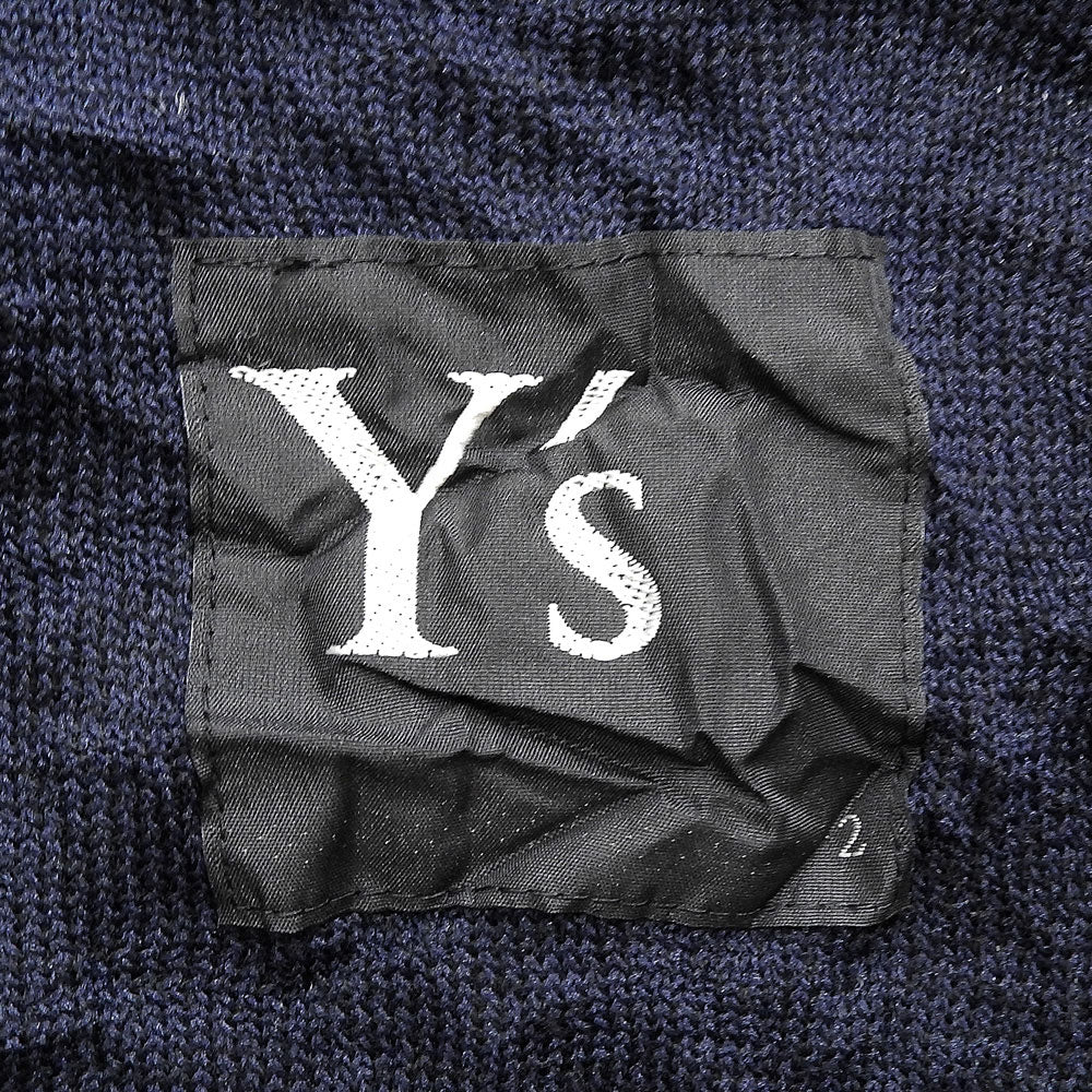 Y's ワイズ 美品 BIG FLOWER WRINKLED ニット ジャケット レディース ブラック ネイビー 2 YO-K55-580 ジャケット 2