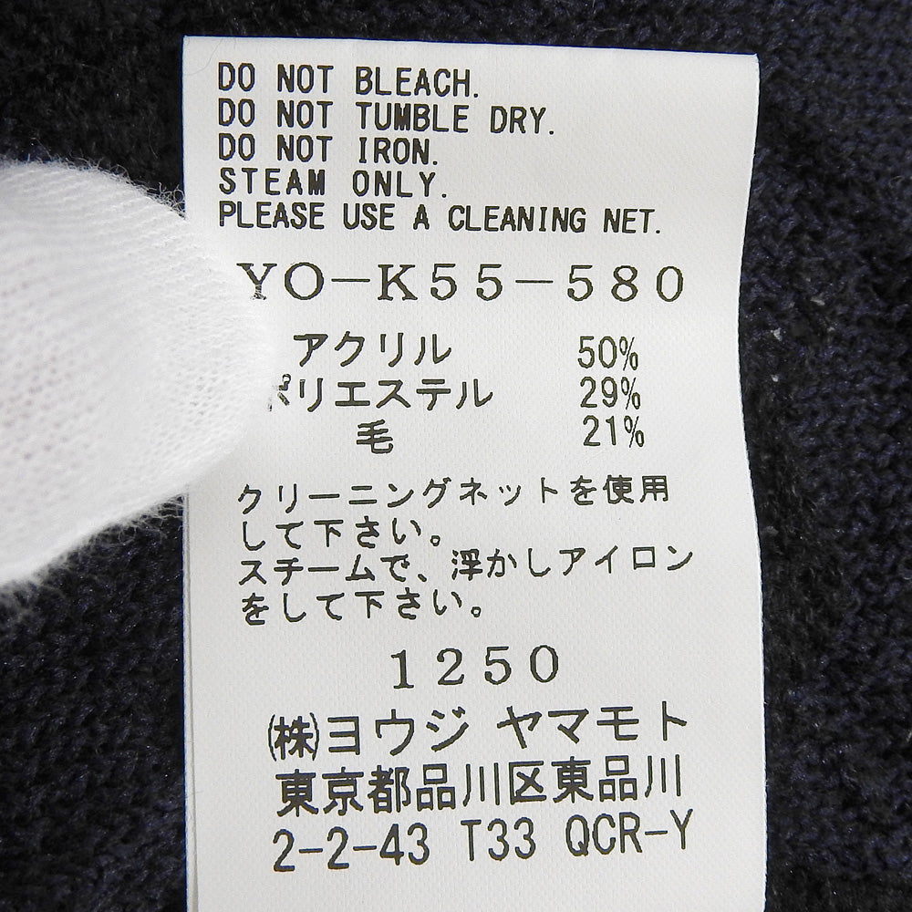 Y's ワイズ 美品 BIG FLOWER WRINKLED ニット ジャケット レディース ブラック ネイビー 2 YO-K55-580 ジャケット 2