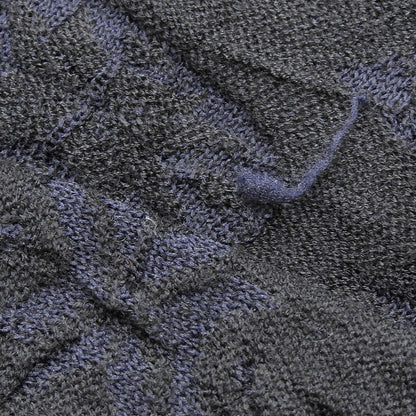 Y's ワイズ 美品 BIG FLOWER WRINKLED ニット ジャケット レディース ブラック ネイビー 2 YO-K55-580 ジャケット 2