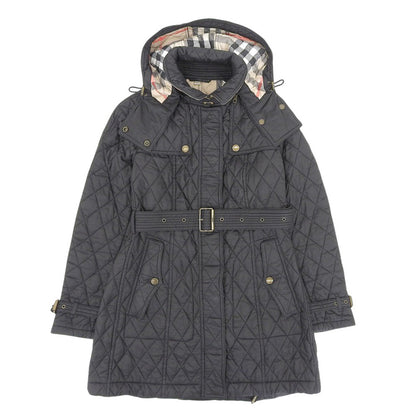 BURBERRY BRIT バーバリーブリット 美品 ナイロン キルティング フーディ パファー コート レディース ブラック M 3895626 コート M