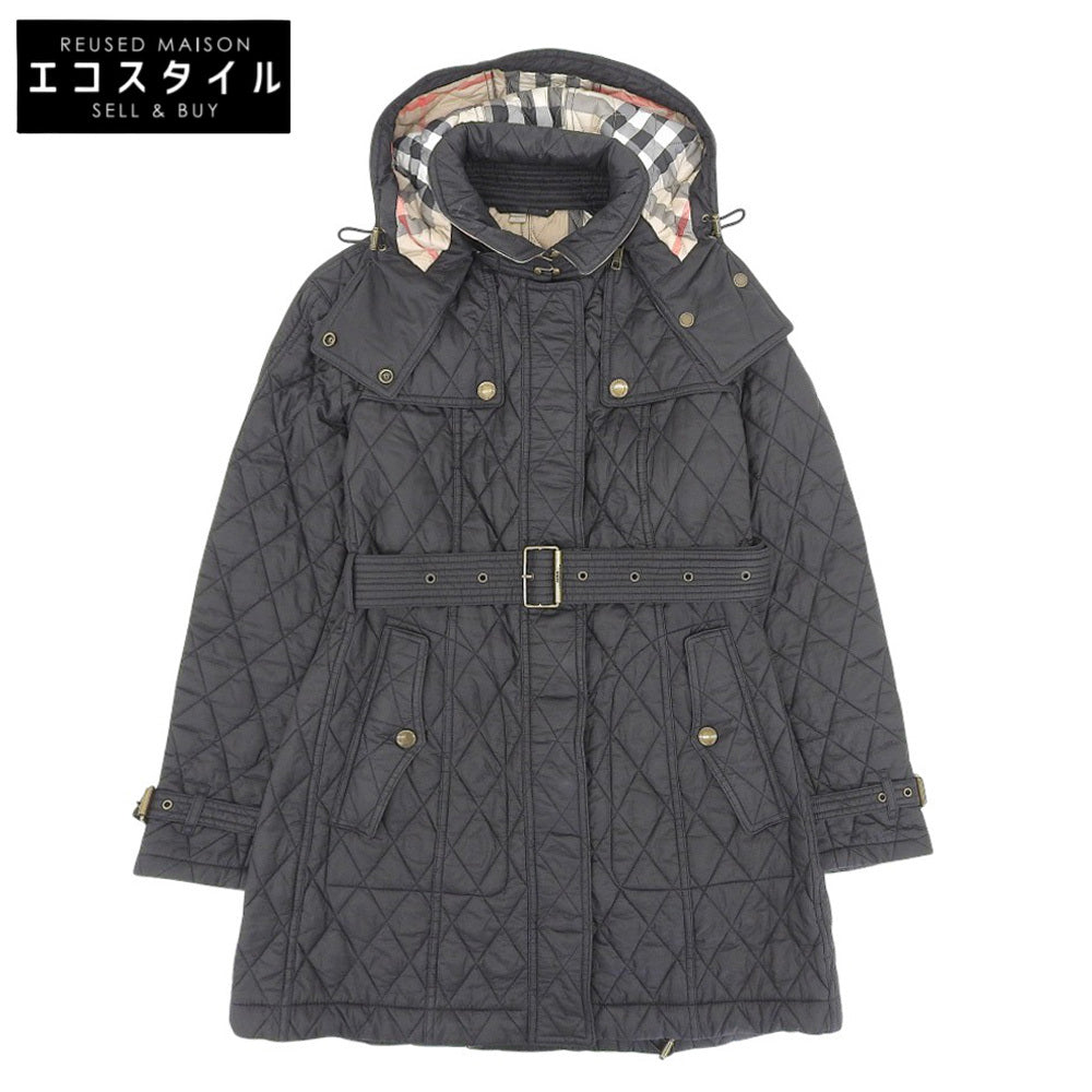BURBERRY BRIT バーバリーブリット 美品 ナイロン キルティング フーディ パファー コート レディース ブラック M 3895626 コート M