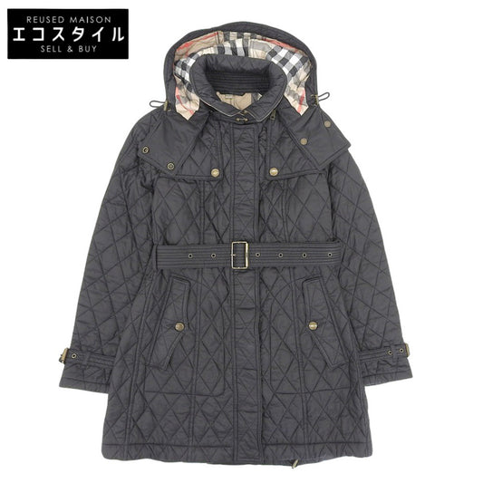 BURBERRY BRIT バーバリーブリット 美品 ナイロン キルティング フーディ パファー コート レディース ブラック M 3895626 コート M