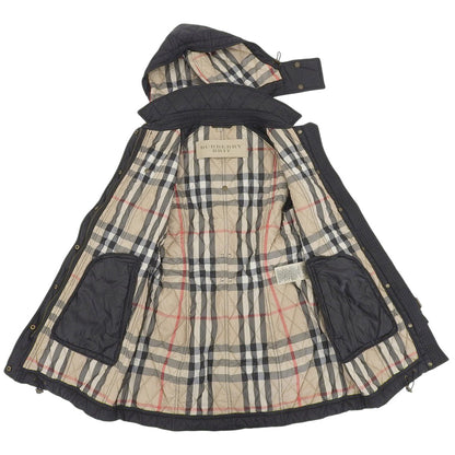 BURBERRY BRIT バーバリーブリット 美品 ナイロン キルティング フーディ パファー コート レディース ブラック M 3895626 コート M