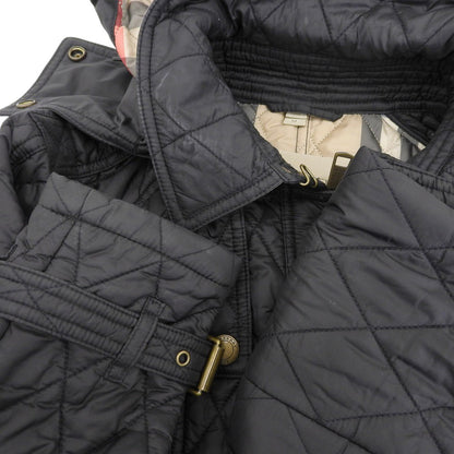 BURBERRY BRIT バーバリーブリット 美品 ナイロン キルティング フーディ パファー コート レディース ブラック M 3895626 コート M