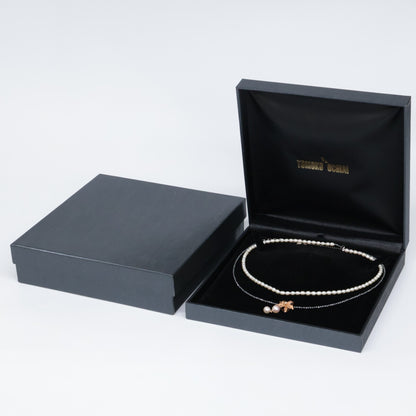 TOMOKO OCHIAI 落合朋子 K18 x SV925 パールx0.03ct ダイヤモンド花モチーフ＆ヘマタイト 2連 ネックレス