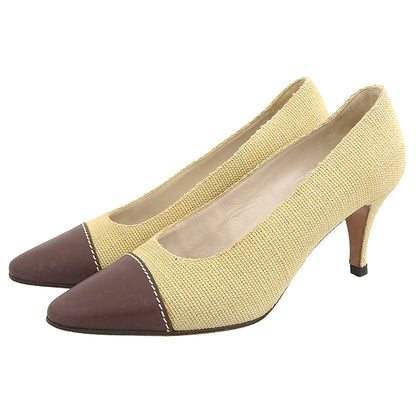 CHANEL シャネル バイカラー パンプス シューズ レディース ブラウン×ベージュ 36 シューズ 36G