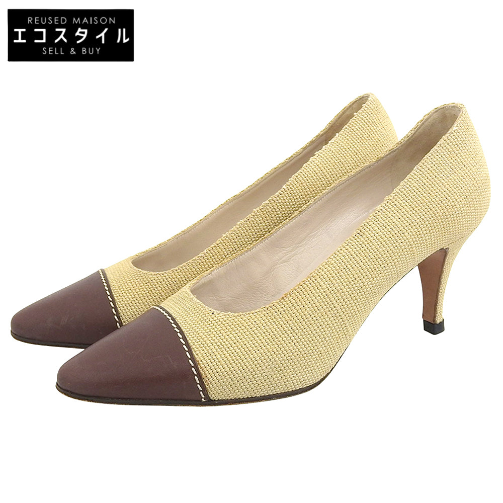 CHANEL シャネル バイカラー パンプス シューズ レディース ブラウン×ベージュ 36 シューズ 36G