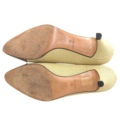 CHANEL シャネル バイカラー パンプス シューズ レディース ブラウン×ベージュ 36 シューズ 36G