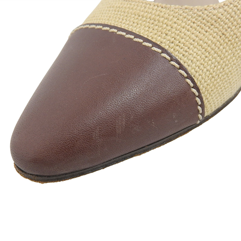 CHANEL シャネル バイカラー パンプス シューズ レディース ブラウン×ベージュ 36 シューズ 36G