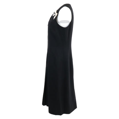 CHANEL シャネル 02A P191712 リボンブローチ付き ココマークジップ ノースリーブ ワンピース 38