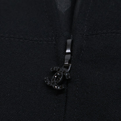 CHANEL シャネル 02A P191712 リボンブローチ付き ココマークジップ ノースリーブ ワンピース 38