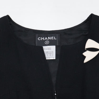 CHANEL シャネル 02A P191712 リボンブローチ付き ココマークジップ ノースリーブ ワンピース 38