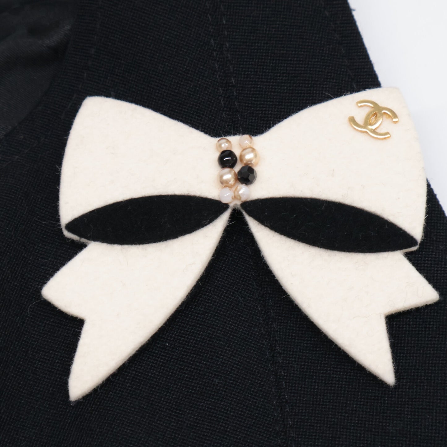 CHANEL シャネル 02A P191712 リボンブローチ付き ココマークジップ ノースリーブ ワンピース 38