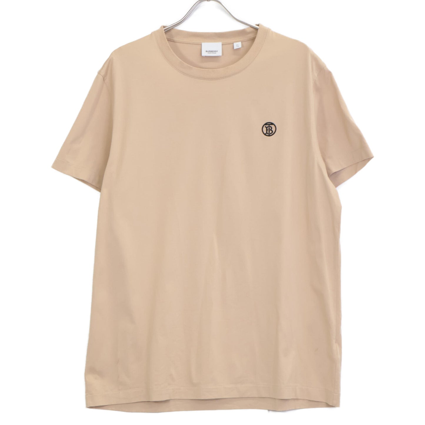 BURBERRY バーバリー 8053424 ﾍﾞｰｼﾞｭ ﾓﾉｸﾞﾗﾑTBﾛｺﾞ ｸﾙｰﾈｯｸ Tｼｬﾂ トップス XL