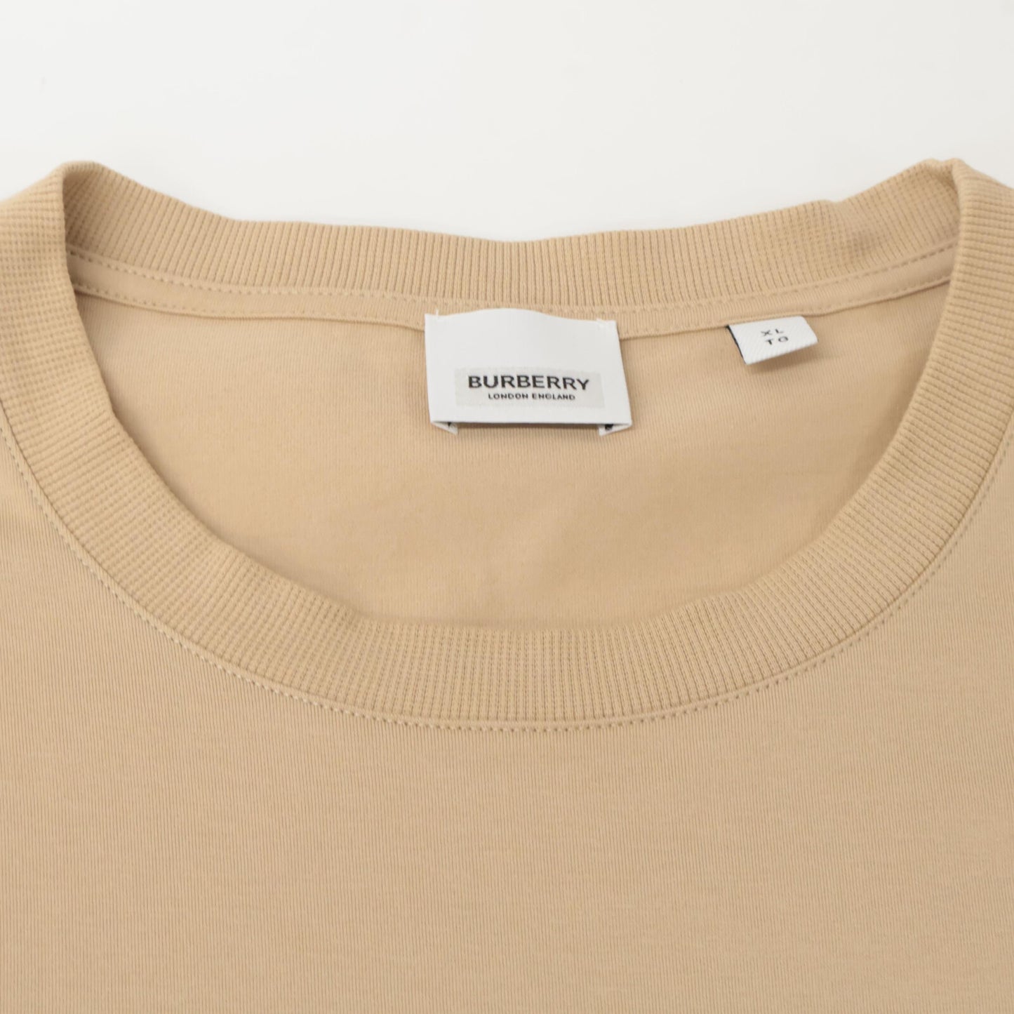 BURBERRY バーバリー 8053424 ﾍﾞｰｼﾞｭ ﾓﾉｸﾞﾗﾑTBﾛｺﾞ ｸﾙｰﾈｯｸ Tｼｬﾂ トップス XL