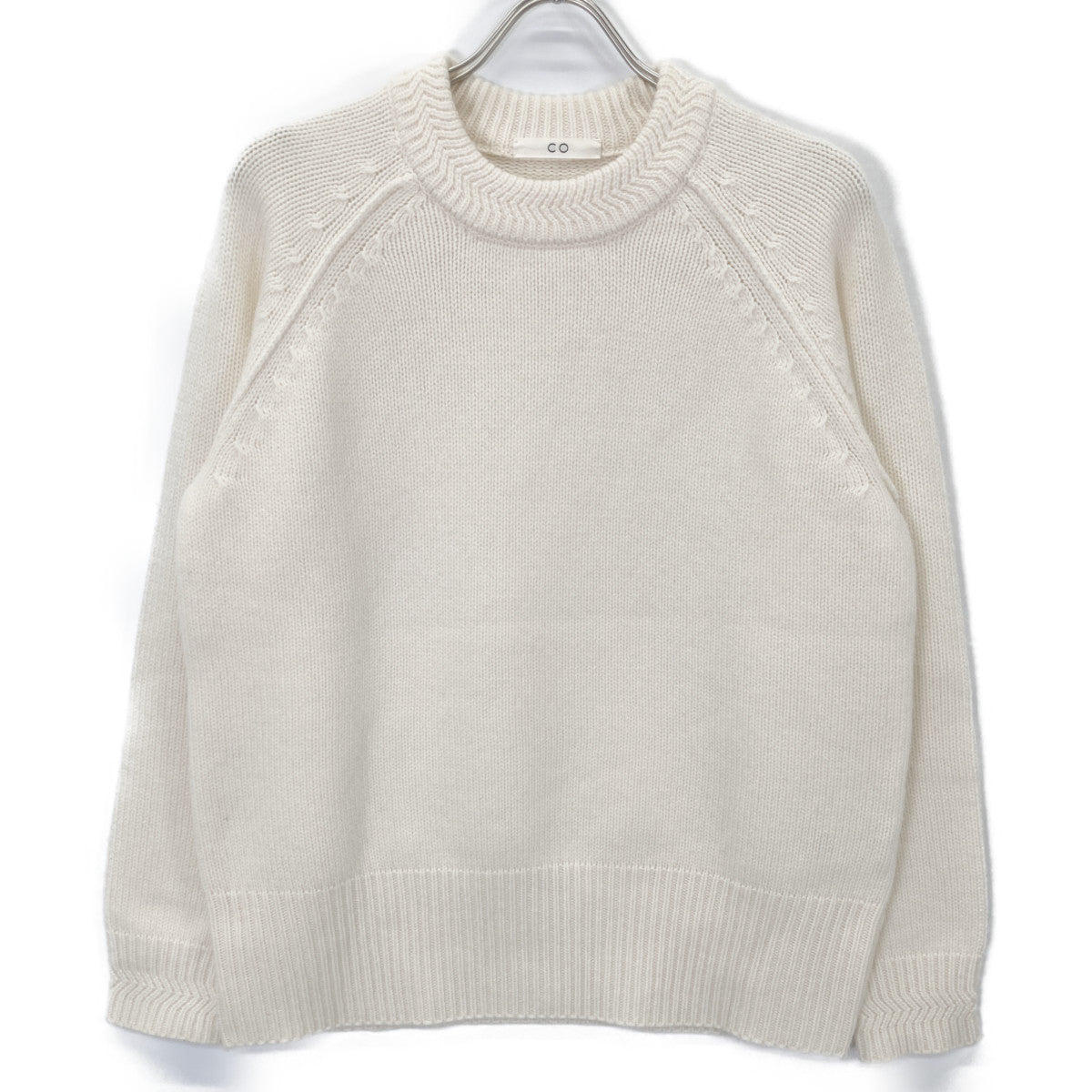 CO コー 7662WCMESSNA22 ﾎﾜｲﾄ ｸﾙｰﾈｯｸ ｶｼﾐﾔ ﾐﾄﾞﾙｹﾞｰｼﾞﾆｯﾄ トップス S