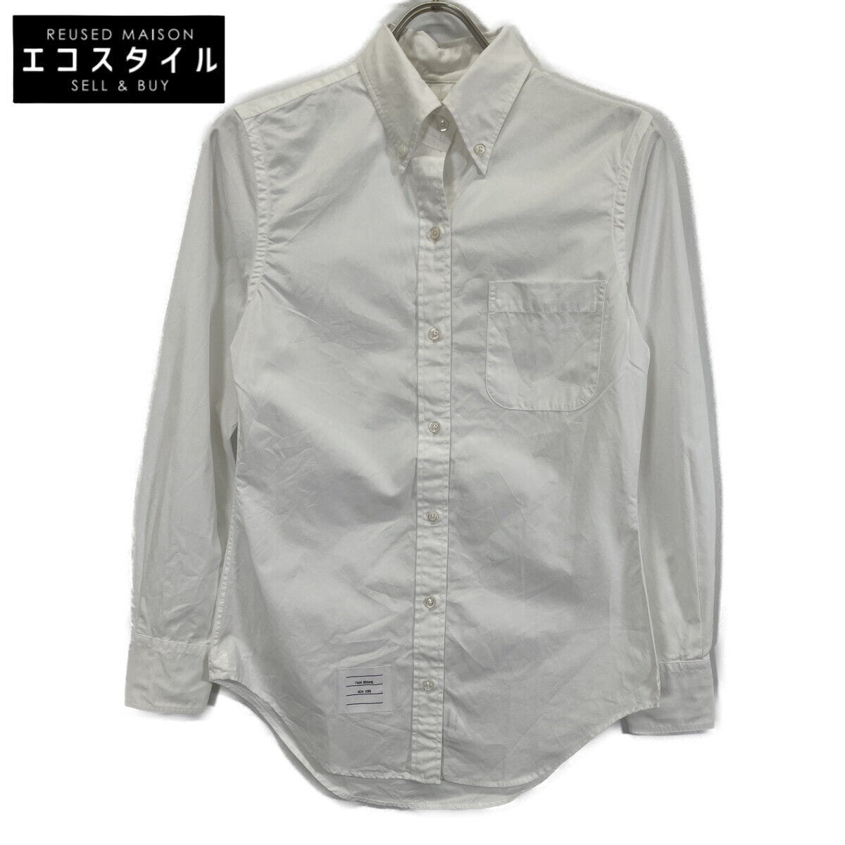 THOM BROWNE トムブラウン FLL005G-03113100 ﾎﾜｲﾄ ﾊﾟｯﾁﾎﾟｹｯﾄ ｵｯｸｽﾌｫｰﾄﾞｼｬﾂ トップス 38