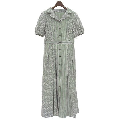 STRAWBERRY-FIELDS ストロベリーフィールズ 美品 ストライプ クラシカル シャツワンピース レディース ブラック ホワイト 2 51-11211DV ワンピース 2