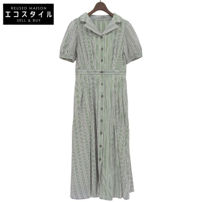 STRAWBERRY-FIELDS ストロベリーフィールズ 美品 ストライプ クラシカル シャツワンピース レディース ブラック ホワイト 2 51-11211DV ワンピース 2