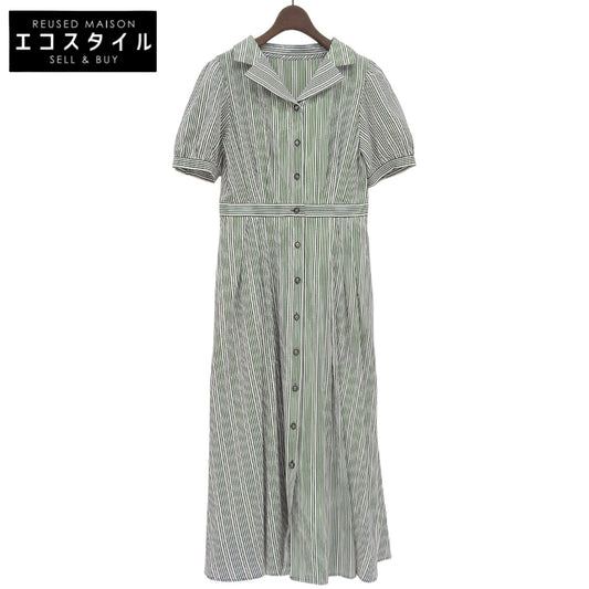 STRAWBERRY-FIELDS ストロベリーフィールズ 美品 ストライプ クラシカル シャツワンピース レディース ブラック ホワイト 2 51-11211DV ワンピース 2