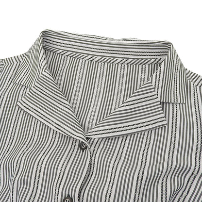 STRAWBERRY-FIELDS ストロベリーフィールズ 美品 ストライプ クラシカル シャツワンピース レディース ブラック ホワイト 2 51-11211DV ワンピース 2