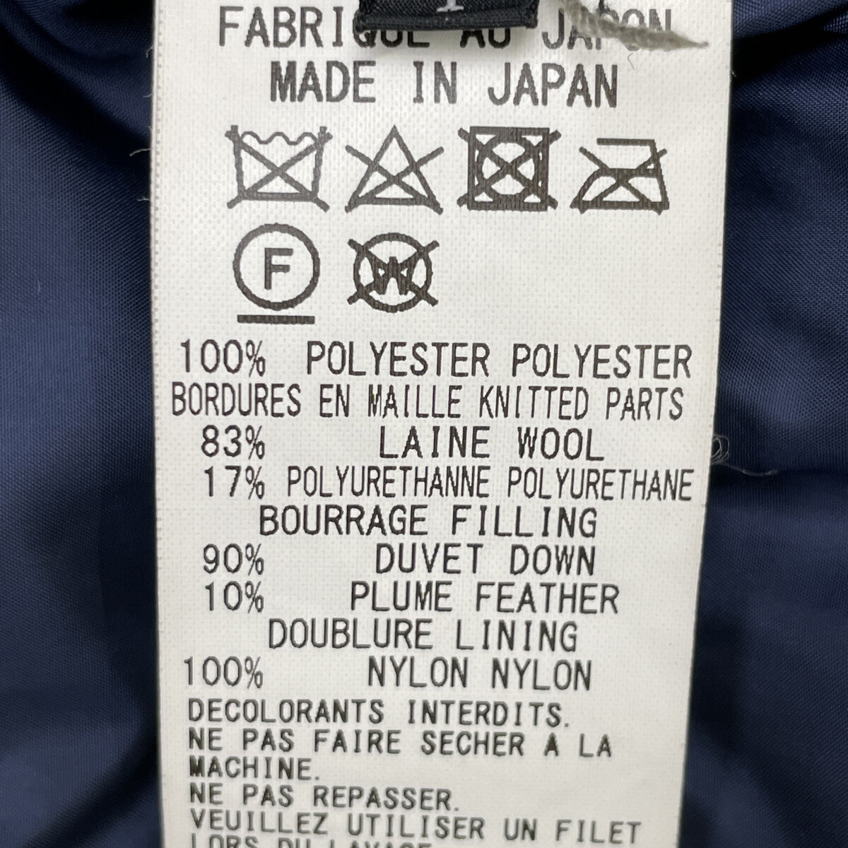 Y's ワイズ YM-C46-906 ﾈｲﾋﾞｰ ﾊｲﾈｯｸ ﾀﾞｳﾝｼﾞｬｹｯﾄ コート 1