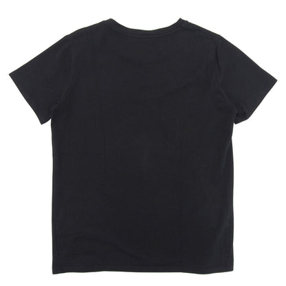 BALMAIN バルマン 美品 コットン ロゴプリント ゴールドボタン Tシャツ トップス レディース 黒 ブラック 34 148120 326I トップス 34