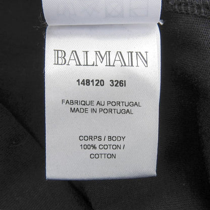 BALMAIN バルマン 美品 コットン ロゴプリント ゴールドボタン Tシャツ トップス レディース 黒 ブラック 34 148120 326I トップス 34
