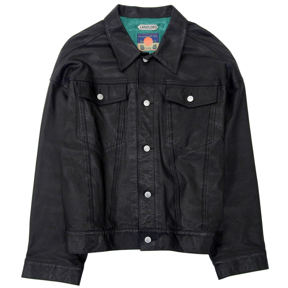 black means ブラックミーンズ レザー トラッカー ジャケット メンズ 黒 ブラック 3 LLBMS-01 ジャケット 36