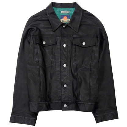 black means ブラックミーンズ レザー トラッカー ジャケット メンズ 黒 ブラック 3 LLBMS-01 ジャケット 36