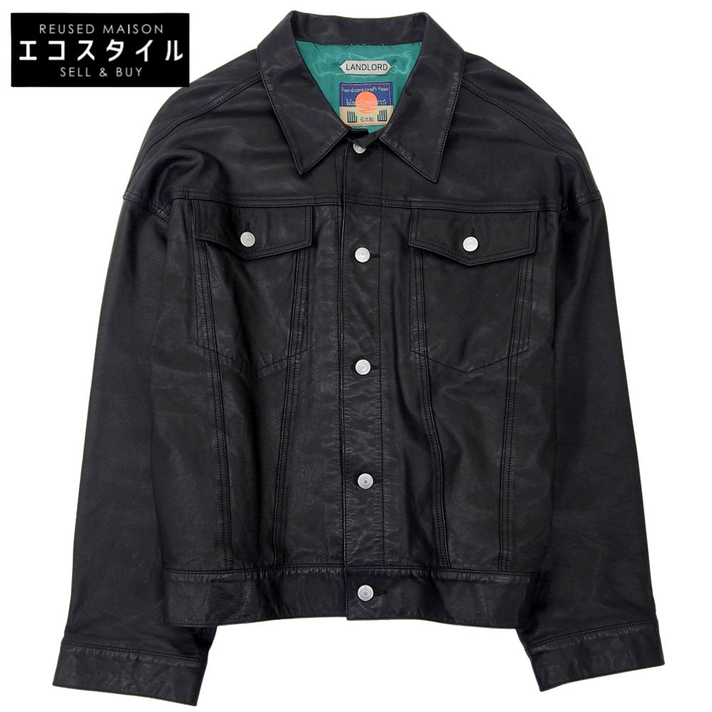 black means ブラックミーンズ レザー トラッカー ジャケット メンズ 黒 ブラック 3 LLBMS-01 ジャケット 36