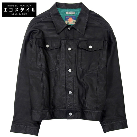 black means ブラックミーンズ レザー トラッカー ジャケット メンズ 黒 ブラック 3 LLBMS-01 ジャケット 36