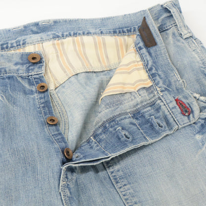 anachronorm アナクロノーム ｸﾗｯｼｭ加工 ﾍﾟｲﾝﾀｰﾃﾞﾆﾑ ボトムス 34