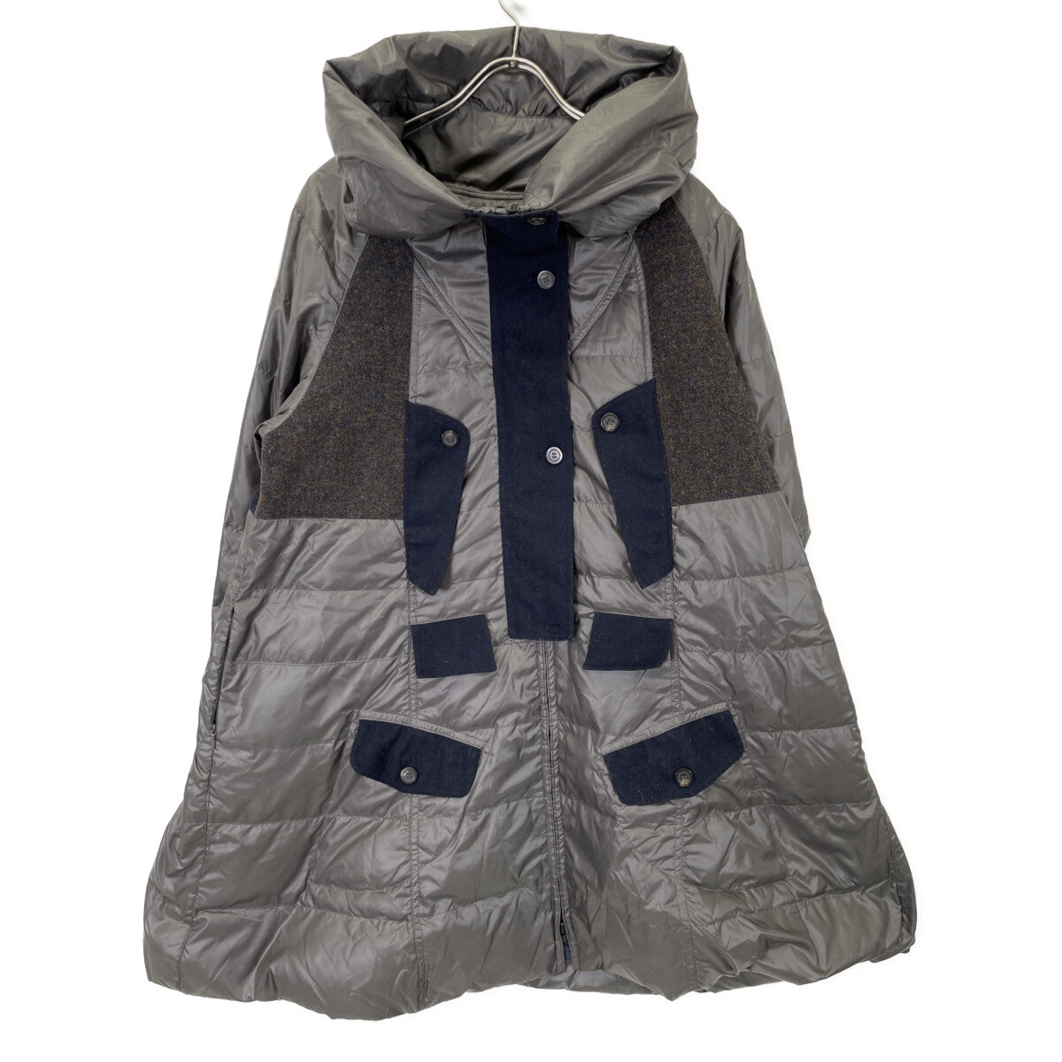 cube-cube キューブ-キューブ 異素材 ウール ミックスAラインダウンコート コート 42