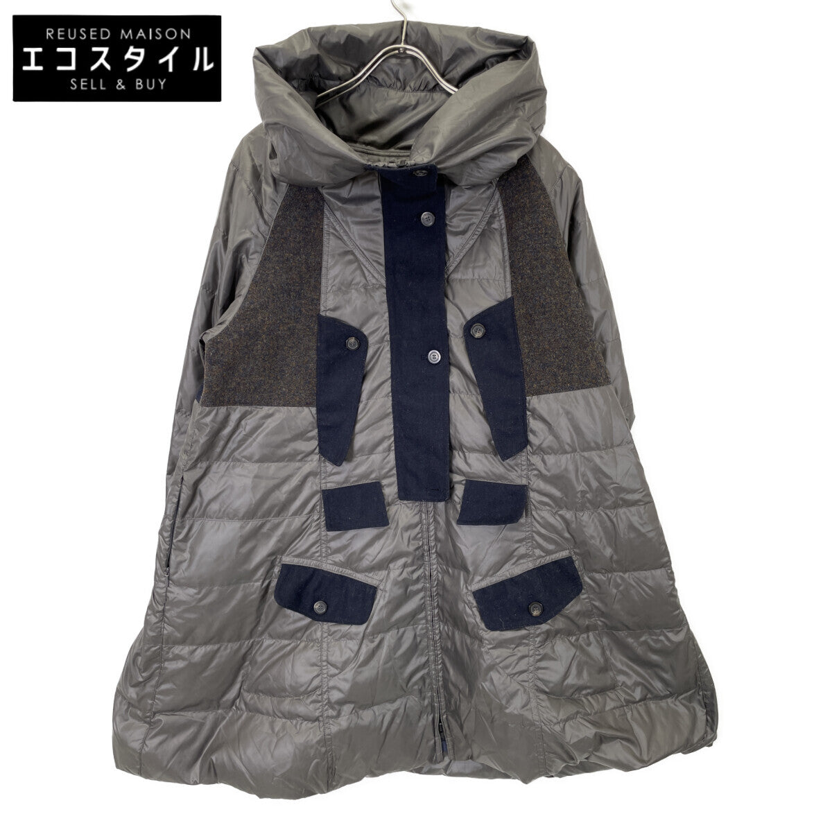 cube-cube キューブ-キューブ 異素材 ウール ミックスAラインダウンコート コート 42