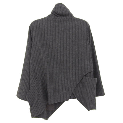 慈雨 ジウ ストライプ アシンメトリー スタンドカラー Aラインコート レディース チャコールグレー 40 コート コート 40