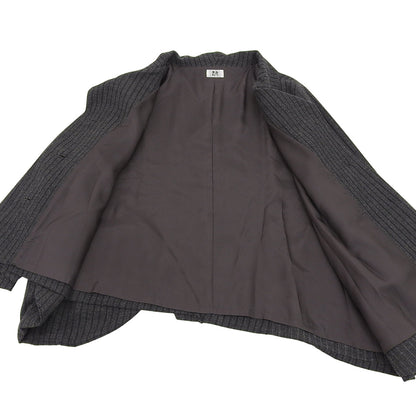 慈雨 ジウ ストライプ アシンメトリー スタンドカラー Aラインコート レディース チャコールグレー 40 コート コート 40