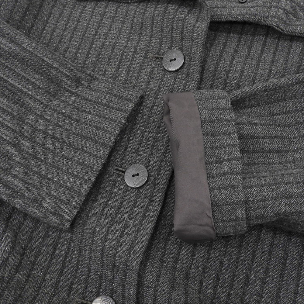 慈雨 ジウ ストライプ アシンメトリー スタンドカラー Aラインコート レディース チャコールグレー 40 コート コート 40